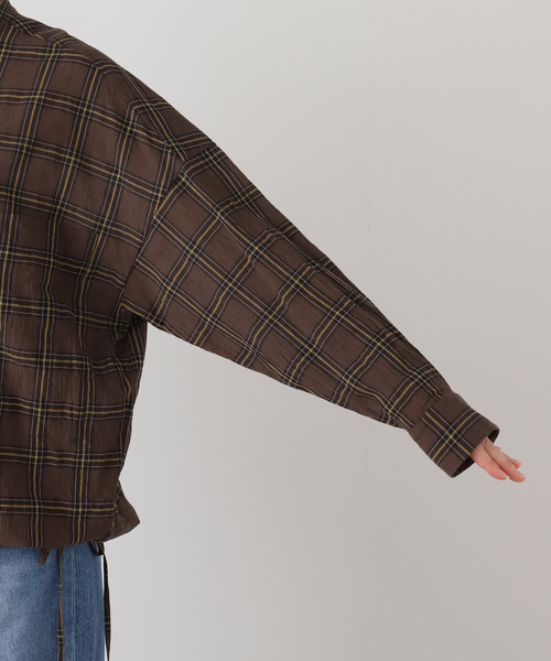 FRAMeWORK（フレームワーク）の「シアーチェックドロストシャツ（シャツ/ブラウス・レディース・スカイブルー/ブラウン・FREE）」の7枚目の写真