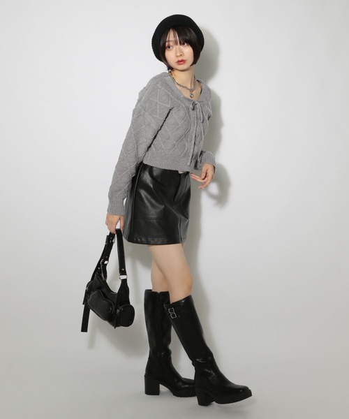 PAGEBOY(ページボーイ)の「レースアップ2WAYショート(ニット/セーター・レディース・レッド/ブラック/グレー/オフホワイト・FREE)」の10枚目の写真