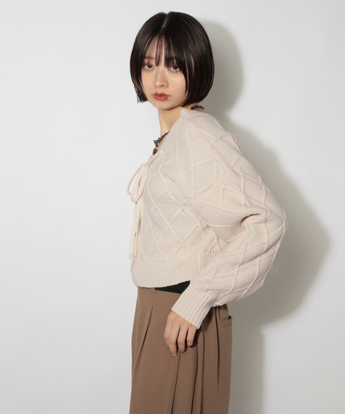 PAGEBOY(ページボーイ)の「レースアップ2WAYショート(ニット/セーター・レディース・レッド/ブラック/グレー/オフホワイト・FREE)」の20枚目の写真