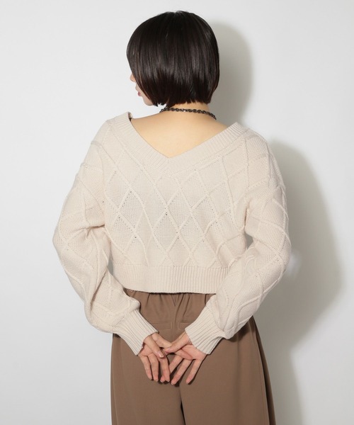 PAGEBOY(ページボーイ)の「レースアップ2WAYショート(ニット/セーター・レディース・レッド/ブラック/グレー/オフホワイト・FREE)」の21枚目の写真
