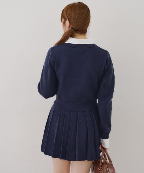 continuer de NICE CLAUP（コンティニューデナイスクラップ）の「【WEB限定】ドッキングポロ＆ミニプリーツスカート（ワンピース・レディース・ネイビー/トップグレー・FREE）」の13枚目の写真
