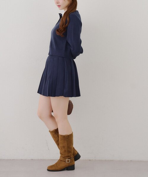 continuer de NICE CLAUP（コンティニューデナイスクラップ）の「【WEB限定】ドッキングポロ＆ミニプリーツスカート（ワンピース・レディース・ネイビー/トップグレー・FREE）」の16枚目の写真