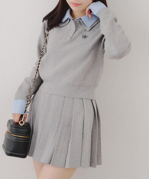 continuer de NICE CLAUP（コンティニューデナイスクラップ）の「【WEB限定】ドッキングポロ＆ミニプリーツスカート（ワンピース・レディース・ネイビー/トップグレー・FREE）」の22枚目の写真