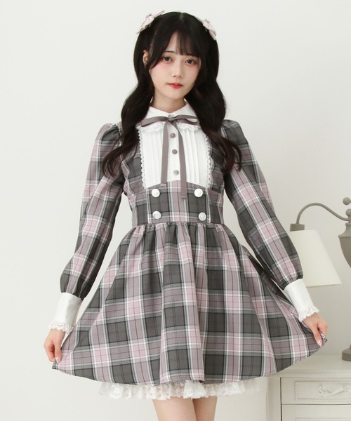 DearMyLove(ディアマイラブ)の「2wayケープお嬢様ワンピース(ワンピース・レディース・グレー/ブラック/ブラウン/チェック・MEDIUM/LARGE/LL/3L)」の3枚目の写真