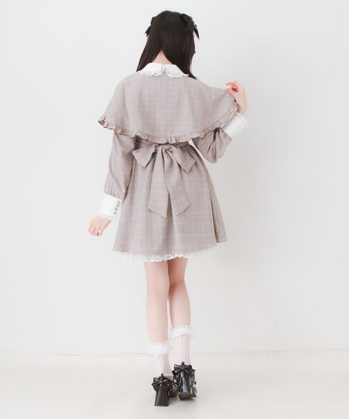 DearMyLove(ディアマイラブ)の「2wayケープお嬢様ワンピース(ワンピース・レディース・グレー/ブラック/ブラウン/チェック・MEDIUM/LARGE/LL/3L)」の7枚目の写真