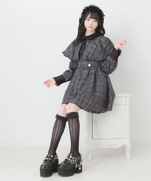 DearMyLove(ディアマイラブ)の「2wayケープお嬢様ワンピース(ワンピース・レディース・グレー/ブラック/ブラウン/チェック・MEDIUM/LARGE/LL/3L)」の15枚目の写真