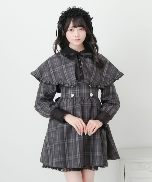 DearMyLove(ディアマイラブ)の「2wayケープお嬢様ワンピース(ワンピース・レディース・グレー/ブラック/ブラウン/チェック・MEDIUM/LARGE/LL/3L)」の16枚目の写真
