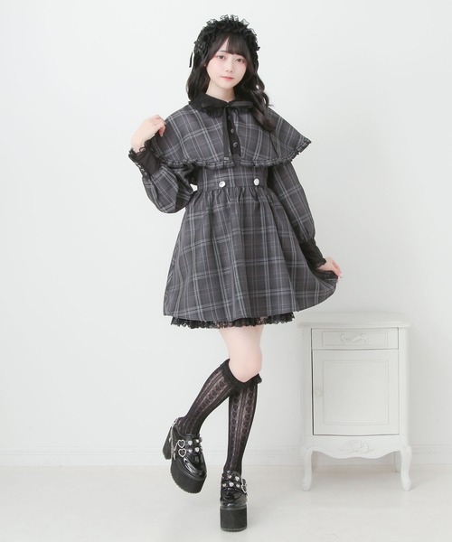 DearMyLove(ディアマイラブ)の「2wayケープお嬢様ワンピース(ワンピース・レディース・グレー/ブラック/ブラウン/チェック・MEDIUM/LARGE/LL/3L)」の17枚目の写真