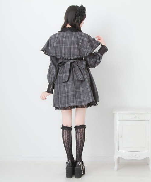 DearMyLove(ディアマイラブ)の「2wayケープお嬢様ワンピース(ワンピース・レディース・グレー/ブラック/ブラウン/チェック・MEDIUM/LARGE/LL/3L)」の18枚目の写真