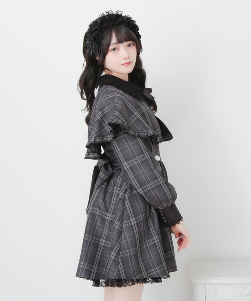 DearMyLove(ディアマイラブ)の「2wayケープお嬢様ワンピース(ワンピース・レディース・グレー/ブラック/ブラウン/チェック・MEDIUM/LARGE/LL/3L)」の19枚目の写真
