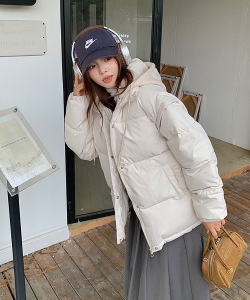 セール】3WAY 袖&フード脱着 スタンドカラー エコダウンジャケット