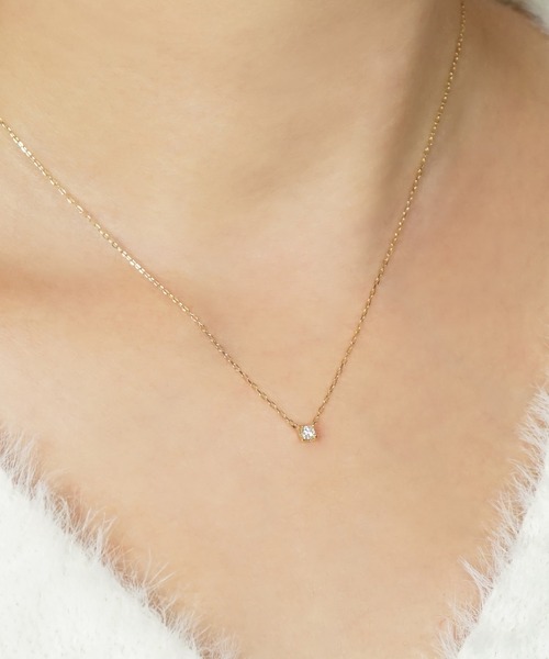 TAKE-UP（テイクアップ）の「数量限定YG プリンセスカットダイヤモンドネックレス（ネックレス・レディース・イエローゴールド・FREE）」の3枚目の写真