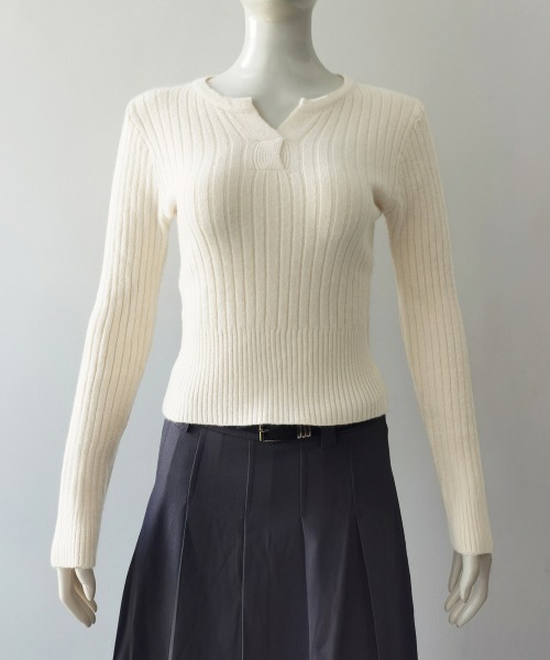 Miniministore(ミニミニストア)の「リブニット トップス きれいめ 長袖(ニット/セーター・レディース・ダークグレー/ブルー/ブラック/アイボリー/モカ・FREE)」の18枚目の写真