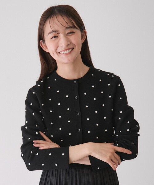 Jayro(ジャイロ)の「ドット柄カーディガン(カーディガン/ボレロ・レディース・ホワイト系その他/ブラック系その他/グレー・M)」の6枚目の写真