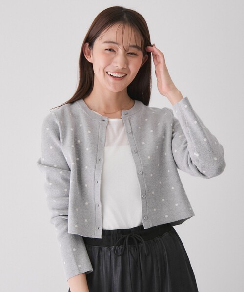 Jayro(ジャイロ)の「ドット柄カーディガン(カーディガン/ボレロ・レディース・ホワイト系その他/ブラック系その他/グレー・M)」の4枚目の写真