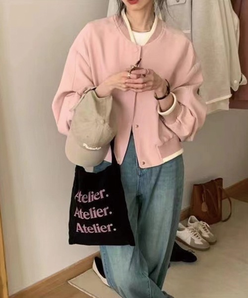 ADDITION STORE(アディションストア)の「\シンプルなデザインが使いやすい♪/ベーシック シルバースナップボタン ブルゾン(ブルゾン・レディース・ブラック/ピンク/ホワイト・MEDIUM)」の6枚目の写真