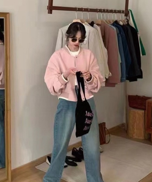 ADDITION STORE(アディションストア)の「\シンプルなデザインが使いやすい♪/ベーシック シルバースナップボタン ブルゾン(ブルゾン・レディース・ブラック/ピンク/ホワイト・MEDIUM)」の7枚目の写真