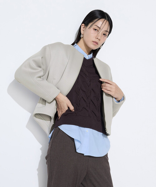 COMME CA(コムサ)の「ダブルエアーダンボール ノーカラーブルゾン(ブルゾン・レディース・ブラック/ライトグレー/ブルー系その他・9号)」の12枚目の写真