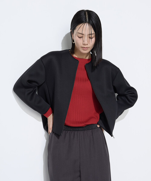 COMME CA(コムサ)の「ダブルエアーダンボール ノーカラーブルゾン(ブルゾン・レディース・ブラック/ライトグレー/ブルー系その他・9号)」の2枚目の写真