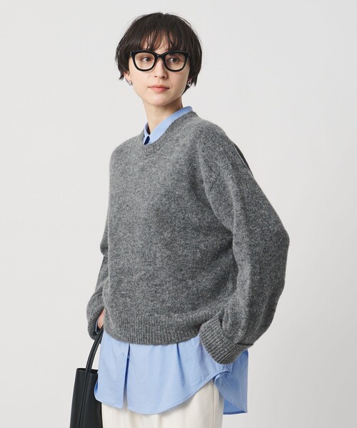 UNITED ARROWS（ユナイテッドアローズ）の「ワイドスリーブ プルオーバーニット（ニット/セーター・レディース・グレー系/ベージュ/イエロー・FREE）」の4枚目の写真