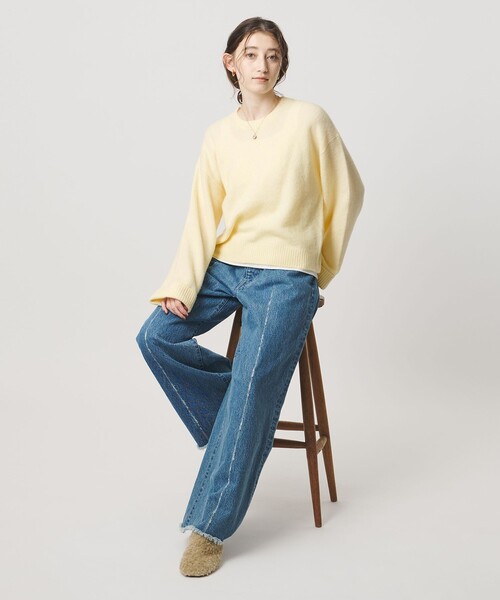 UNITED ARROWS（ユナイテッドアローズ）の「ワイドスリーブ プルオーバーニット（ニット/セーター・レディース・グレー系/ベージュ/イエロー・FREE）」の18枚目の写真