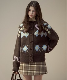 SunsetPark（サンセットパーク）の「リボンアーガイルニットカーディガン SP25a010【SunsetPark】【2025AW】（カーディガン/ボレロ）」