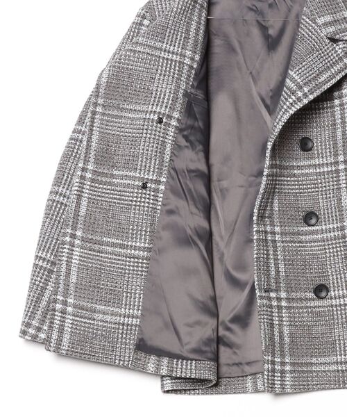 HIGH STREET(ハイストリート)の「ツイーディニットチェックPコート(ピーコート・メンズ・ブラック/グレー・SMALL/MEDIUM/LARGE)」の12枚目の写真