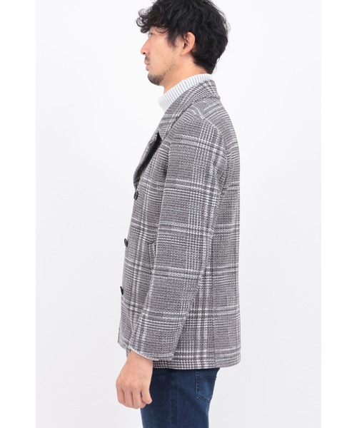 HIGH STREET(ハイストリート)の「ツイーディニットチェックPコート(ピーコート・メンズ・ブラック/グレー・SMALL/MEDIUM/LARGE)」の6枚目の写真
