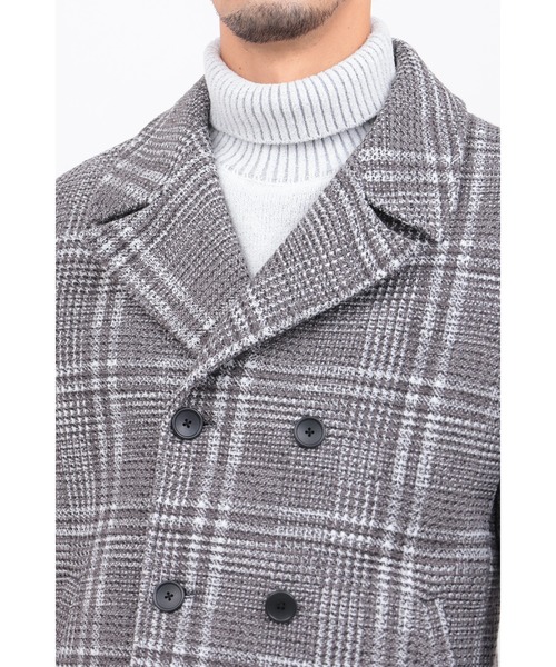 HIGH STREET(ハイストリート)の「ツイーディニットチェックPコート(ピーコート・メンズ・ブラック/グレー・SMALL/MEDIUM/LARGE)」の8枚目の写真