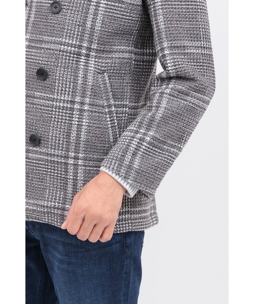 HIGH STREET(ハイストリート)の「ツイーディニットチェックPコート(ピーコート・メンズ・ブラック/グレー・SMALL/MEDIUM/LARGE)」の9枚目の写真