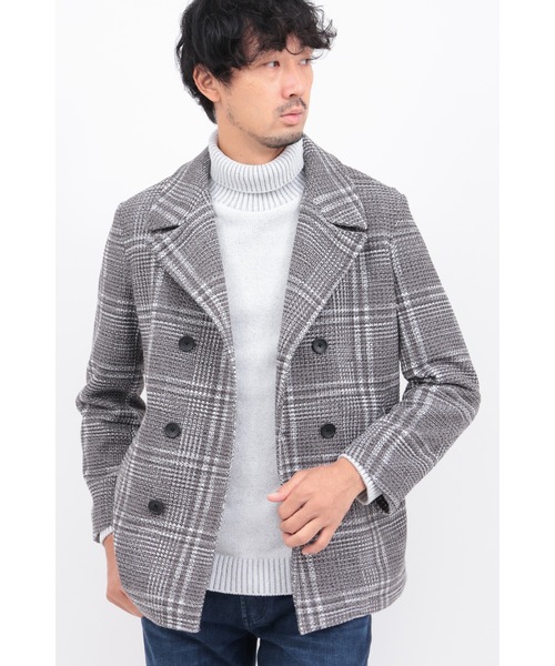 HIGH STREET(ハイストリート)の「ツイーディニットチェックPコート(ピーコート・メンズ・ブラック/グレー・SMALL/MEDIUM/LARGE)」の5枚目の写真