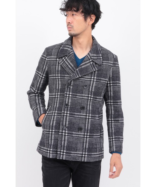 HIGH STREET(ハイストリート)の「ツイーディニットチェックPコート(ピーコート・メンズ・ブラック/グレー・SMALL/MEDIUM/LARGE)」の13枚目の写真