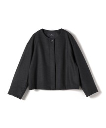 SHIPS Primary Navy Label:ウール ジャージー ノーカラー ジャケット