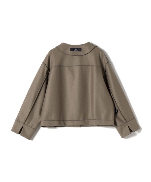 セール】SHIPS Primary Navy Label:ウール ジャージー ノーカラー