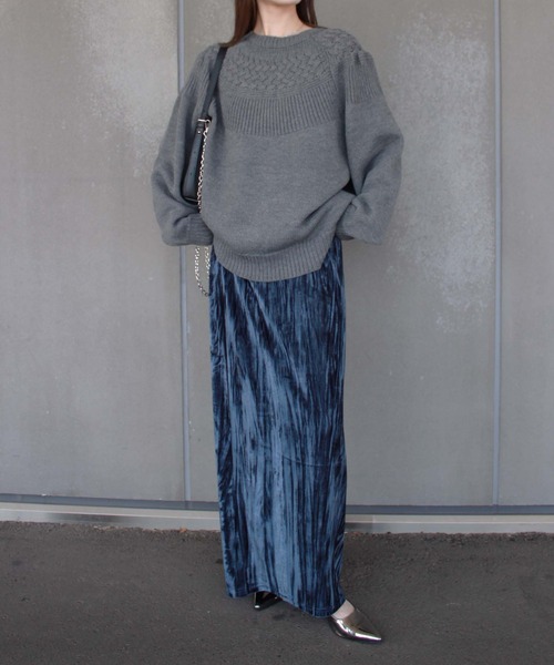 2WAY長袖ニットプルオーバー　2023年モデル　最終お値下げ❗️セール中 Reurie'（レウリィ）の「オーバーケーブル編みニット / 長袖 クルー