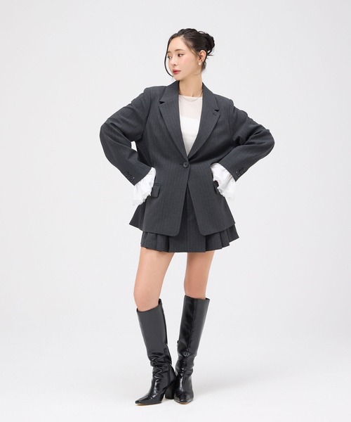 EIMY ISTOIRE（エイミーイストワール）の「レーストリムカフステーラリングジャケット（テーラードジャケット・レディース・ネイビー/グレー・F）」の7枚目の写真