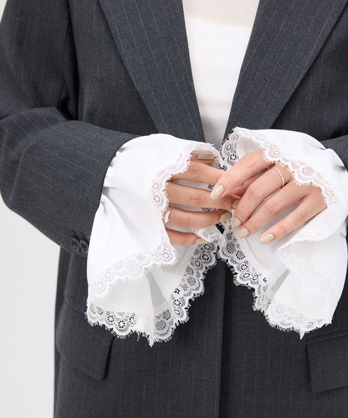 EIMY ISTOIRE（エイミーイストワール）の「レーストリムカフステーラリングジャケット（テーラードジャケット・レディース・ネイビー/グレー・F）」の18枚目の写真