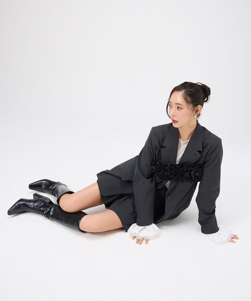 EIMY ISTOIRE（エイミーイストワール）の「レーストリムカフステーラリングジャケット（テーラードジャケット・レディース・ネイビー/グレー・F）」の12枚目の写真