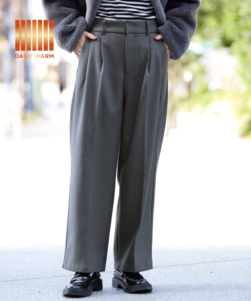 DAILY WARM】裏起毛ワイドスラックス（スラックス）｜coca（coca