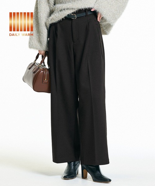 coca(coca)(コカ)の「【DAILY WARM】裏起毛ワイドスラックス(スラックス・レディース・グレー/ブラック・S/M/L)」の1枚目の写真