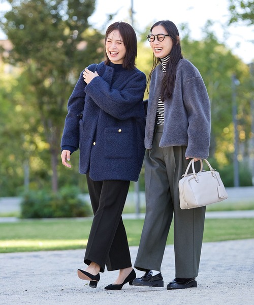 coca(coca)(コカ)の「【DAILY WARM】裏起毛ワイドスラックス(スラックス・レディース・グレー/ブラック・S/M/L)」の7枚目の写真