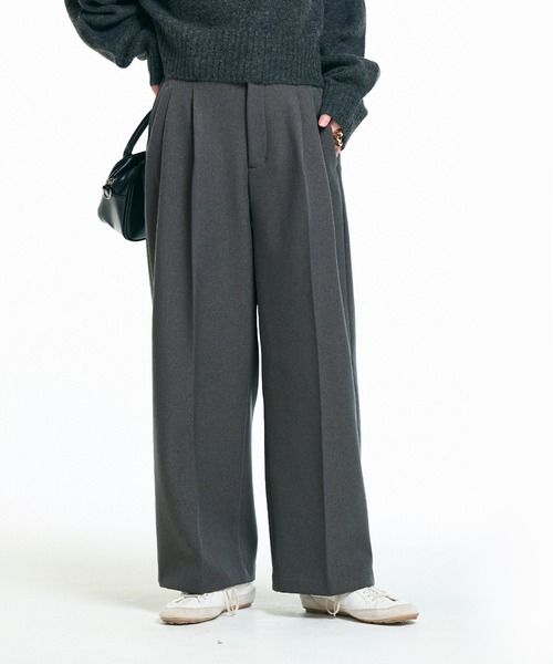 coca(coca)(コカ)の「【DAILY WARM】裏起毛ワイドスラックス(スラックス・レディース・グレー/ブラック・S/M/L)」の10枚目の写真