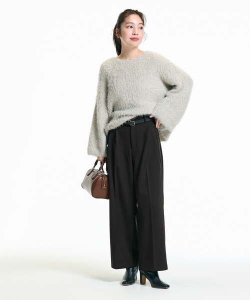 coca(coca)(コカ)の「【DAILY WARM】裏起毛ワイドスラックス(スラックス・レディース・グレー/ブラック・S/M/L)」の13枚目の写真