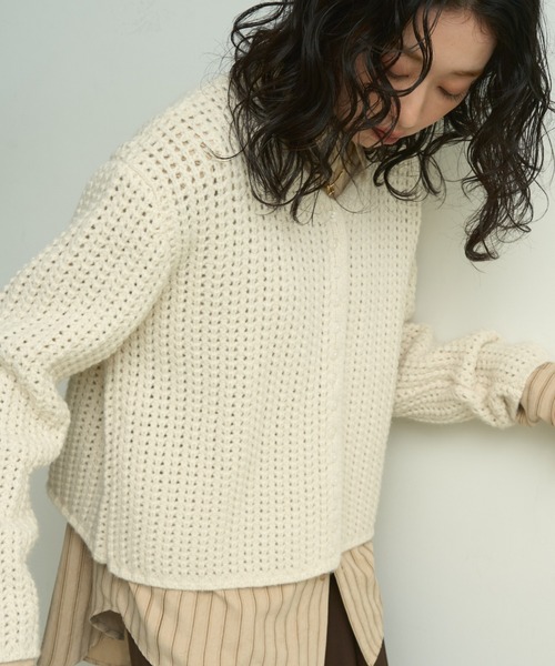 Lutim by u（ルチバイユー）の「Waffle knit multi-button cardigan