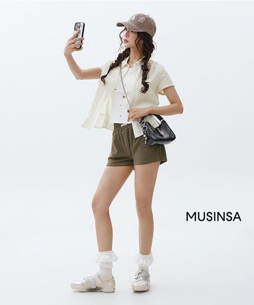 FANCY CLUB（ファンシークラブ）の「FYストライプマイクロショートパンツ（カーキ）F25QD898（その他パンツ・レディース・カーキ・FREE）」の7枚目の写真