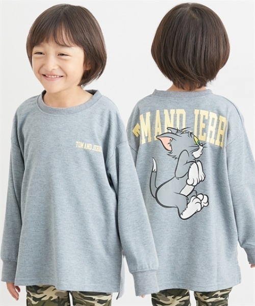 Tom＆Jerry（トムアンドジェリー）の「【トムとジェリー】スウェットトレーナー　薄手素材（スウェット・キッズ・グリーン/ネイビー/杢グレー/ブラック・110/120/130/140/150/160）」の2枚目の写真