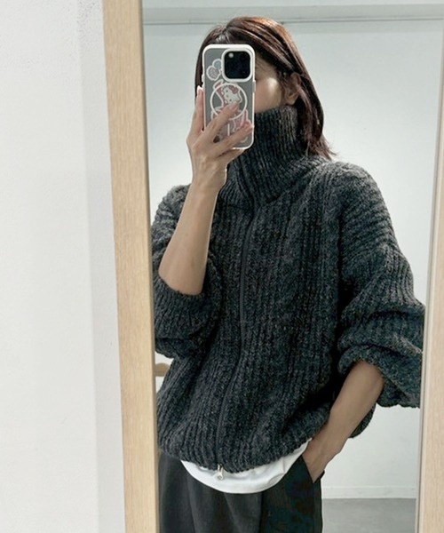 ダブルジップカラーニット(chihiro select) シンプル カジュアル