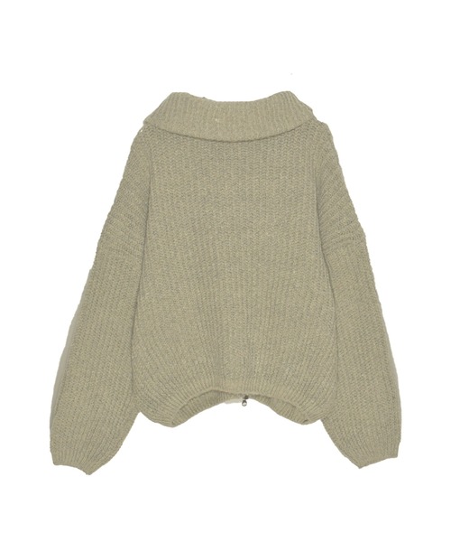 Reurie'(レウリィ)の「ダブルジップカラーニット(chihiro select) シンプル カジュアル ゆったり 秋 冬 もこもこ 厚手 ケーブル編み マタニティ(ニット/セーター・レディース・チャコールグレー/カーキ・FREE)」の20枚目の写真