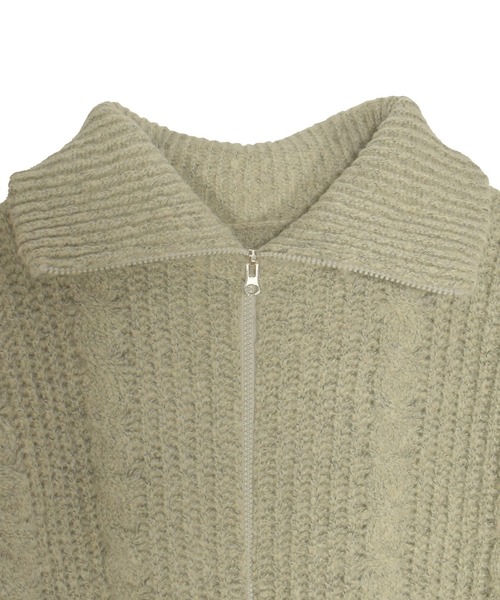 Reurie'(レウリィ)の「ダブルジップカラーニット(chihiro select) シンプル カジュアル ゆったり 秋 冬 もこもこ 厚手 ケーブル編み マタニティ(ニット/セーター・レディース・チャコールグレー/カーキ・FREE)」の21枚目の写真
