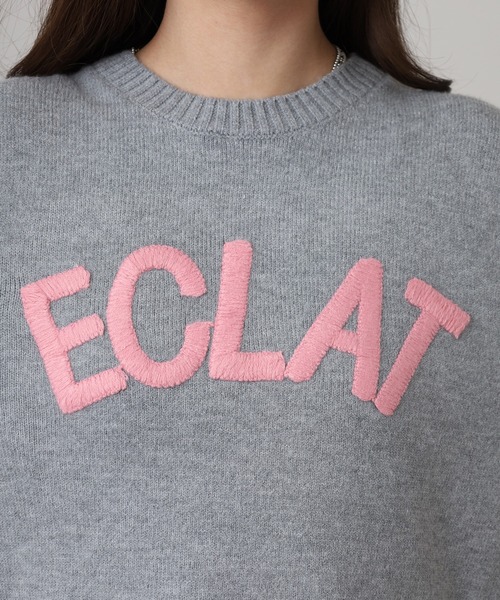 EGLANTINE(エグランティーヌ)の「EGLANTINE 配色ロゴ刺繍 袖リブニット(ニット/セーター・レディース・チャコールグレー/グレー/ブルー・38)」の20枚目の写真